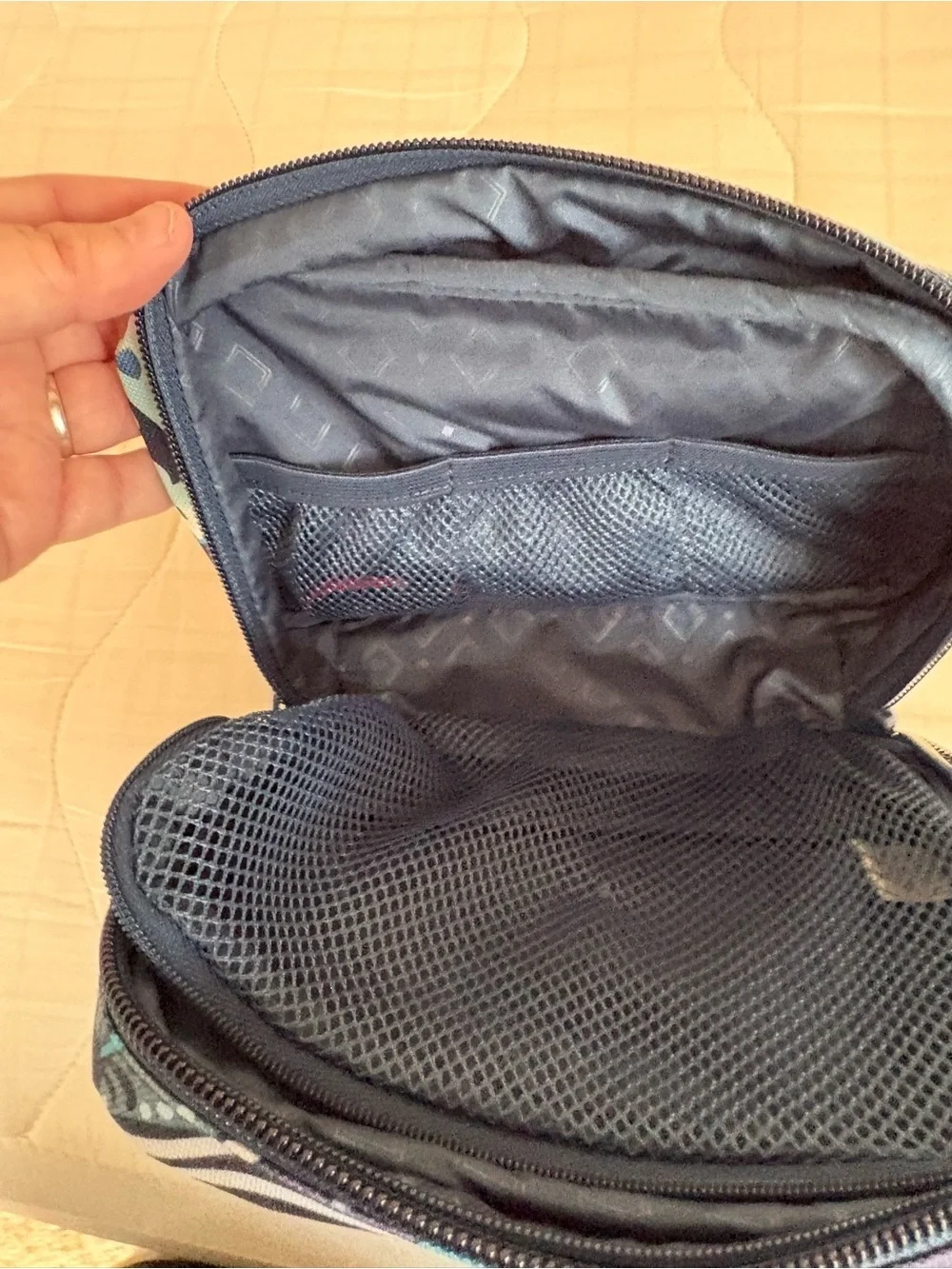 Vera Bradley Navy Teal & Aqua Paisley Cosmetic Case